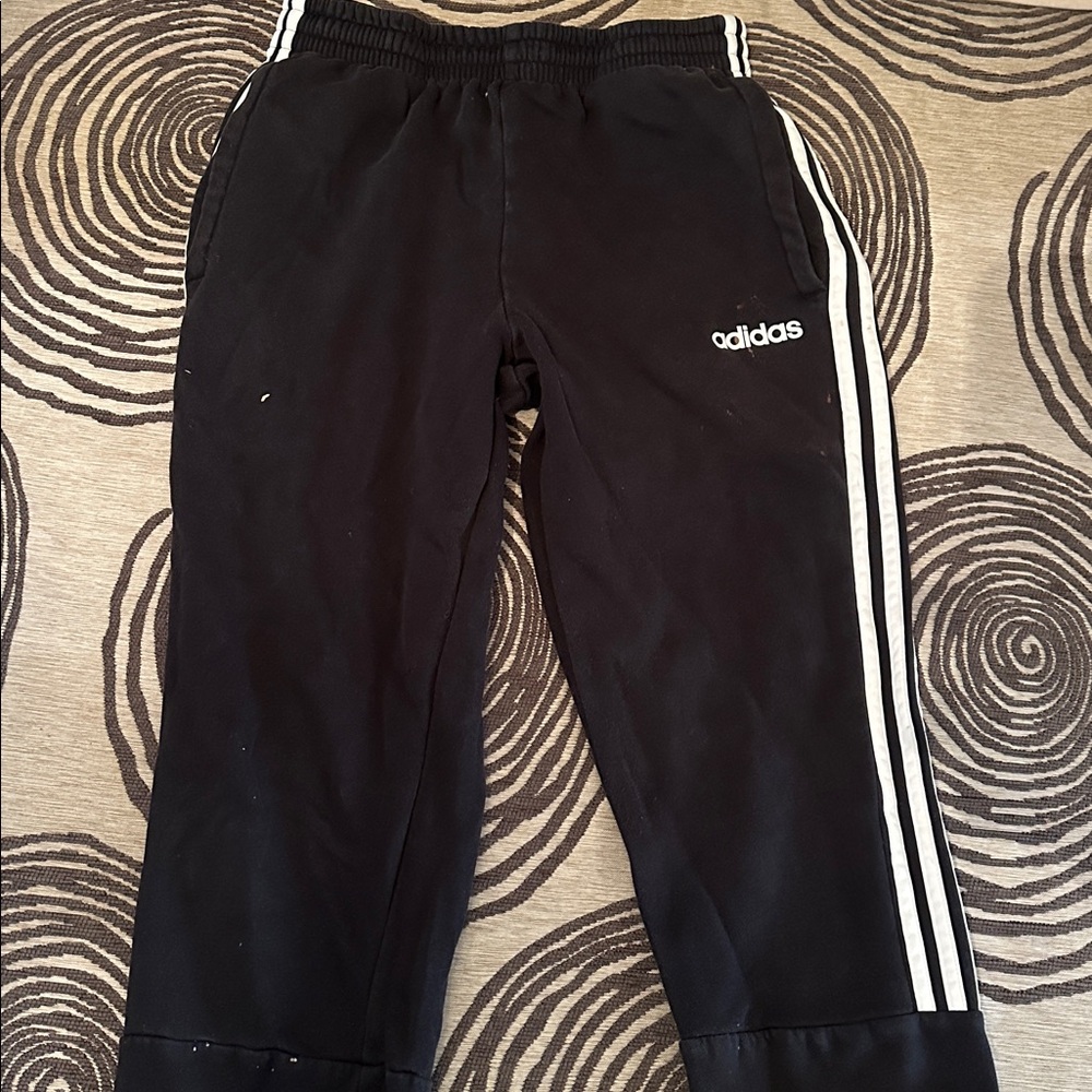 Adidas Black Joggers with White Accents
